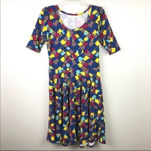 LuLaRoe | Nicole Dress Multicolored Midi Dress L